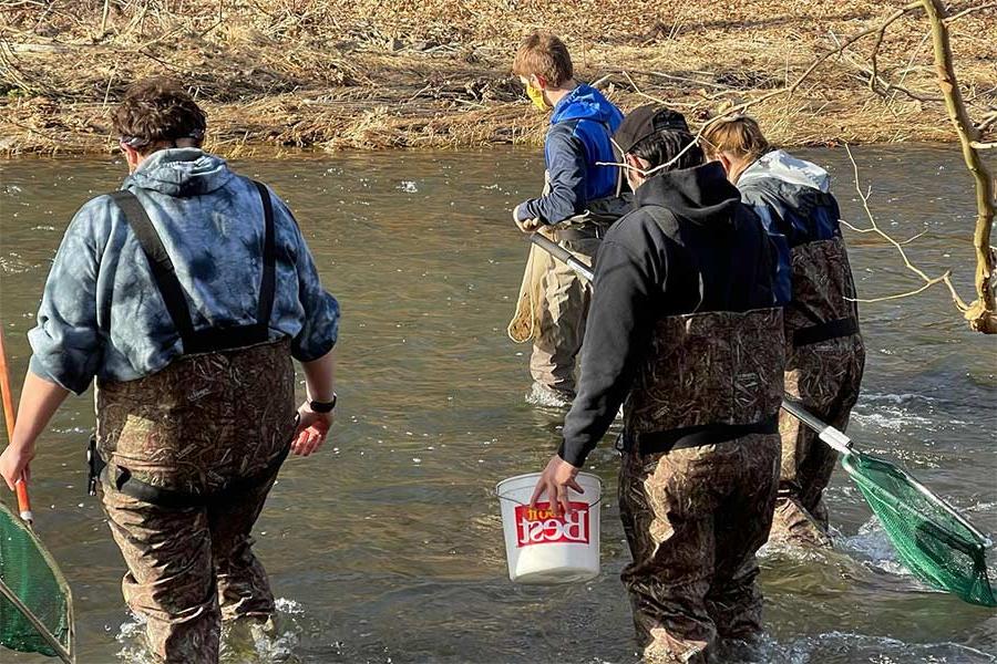 Environmental students doing field work